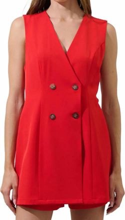 Sugarlips Malaga City Wrap Button Romper In Red