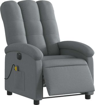 vidaXL Sill&oacute;n Reclinable De Masaje El&eacute;ctrico Tela Gris Oscuro Vidaxl