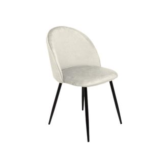 Dmora Silla Stinson, Sill&oacute;n Tapizado En Terciopelo, Silla De Comedor Acolchada, Asiento Para Reuniones, 51x54h82 Cm, Marfil - Dmora