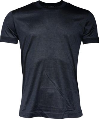 Dolce & Gabbana Blue Silk Crew Neck Short Sleeves Men Mens T-shirt
