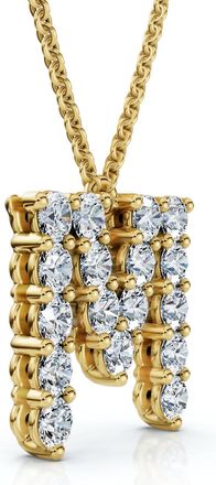Pompeii3 1Ct Diamond Initial M Pendant 14k Gold 18 Necklace Lab Grown 5/8 Tall