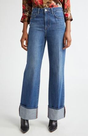 L'agence Miley High Waist Cuff Wide Leg Jeans in Lampson at Nordstrom Rack, Size 25