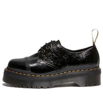Dr. Martens 1461 Distressed Patent Leather Platform Shoes Black 27716001