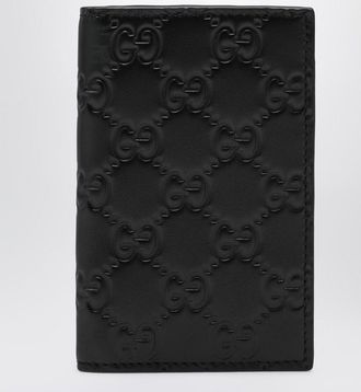 Gucci Black GG Emblem vertical card holder