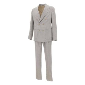 Eleventy Double Breasted Suits, male, Gray, Size: 2XL Double-breasted Two-piece Suit