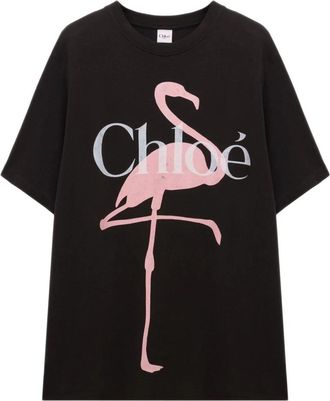 Chlo&eacute; Generous Logo T-shirt - Dames - T-shirts - Zwart - M - Katoen - Tops