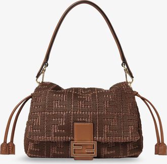 Fendi Borsa a mano Mamma Baguette Medium in rafia con ricamo FF - FENDI - gender_Woman