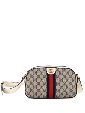 Gucci Ophidia Camera Shoulder Bag GG Coated Canvas with Leather Small crossbody bag - Beige
