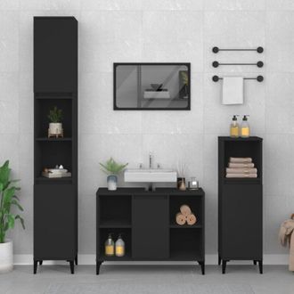 vidaXL Mobile Lavabo Nero 80x33x60 cm in Legno Multistrato - Vidaxl