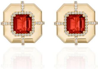 Goshwara Diamond & Semiprecious Stone Stud Earrings in Red at Nordstrom