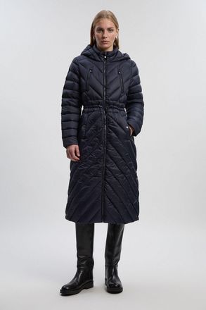 Karen Millen Womens Real Down Knee Length Packable Coat - Navy - Size 16 UK