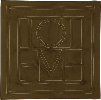 Toteme Womens Embroidered Monogram Silk Scarf Brown
