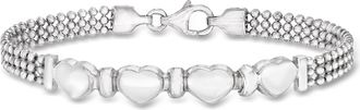Ross-Simons Italian Sterling Silver Beaded Bracelet With Hearts