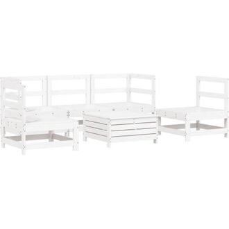 vidaXL Vidaxl - Juego De Sof&aacute;s De Jard&iacute;n 6 Piezas Madera Maciza Pino Blanco