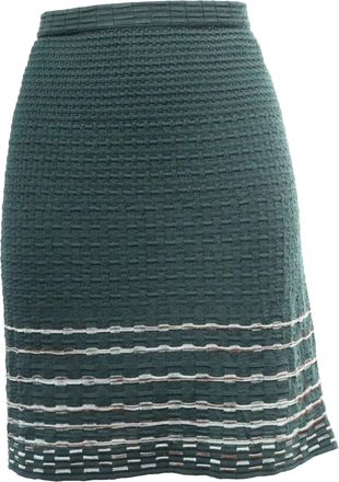 Missoni Knitted Stripe-Accent Mini Skirt in Olive Viscose