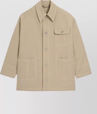 Ami worker coat chest pocket collared design