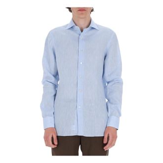 Borriello Linnen Overhemd - Heren - Casual Overhemden - Blauw - M - Linnen - Overhemden