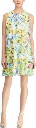American Living Floral Print Shift Dress In Cream/blue Multi