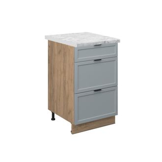 Vicco Mueble Bajo De Cocina Fame-line, Azul Claro-gris, 50 Cm, Et M&aacute;rmol