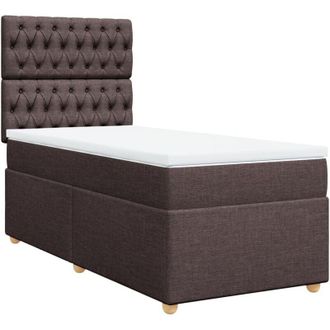 vidaXL Vidaxl - Cama Box Spring Con Colch&oacute;n Tela Marr&oacute;n Oscuro 100x200 Cm