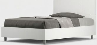 ITYhome Cama De Una Plaza Y Media Con Contenedor 120x190 En Madera Blanca Demas
