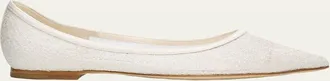 Jimmy Choo London Love Floral Lace Pointed-Toe Flats