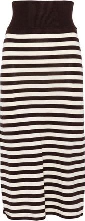 Frankies Bikinis Gonna midi a righe - Marrone