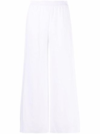 Fabiana Filippi wide-leg elasticated-waistband trousers - women - Linen/Flax - 42 - White