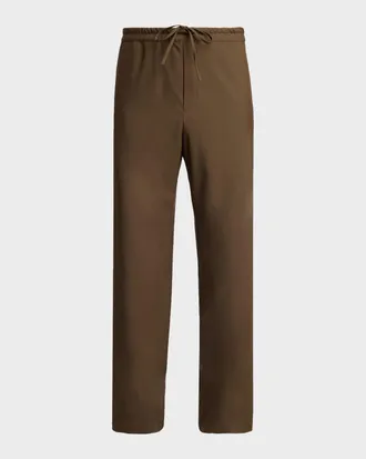 The Row Men & apos;s Ari Wool Wide-Leg Drawstring Pants