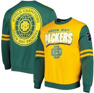 Mitchell & Ness Mens Mitchell & Ness Gold Green Bay Packers All Over 2.0 Pullover Sweatshirt at Nordstrom, Size Small