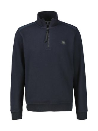 Lerros Sweatshirt LERROS LERROS Struktur-Troyer in Grossen Gr&ouml;ssen, Herren, Gr. 5XL, blau (classic navy), 83% Baumwolle, 16% Polyester, 1% El, Sweatshirts Sw