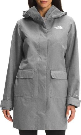 The North Face City Breeze Rain Parka II Jacket Womens Gray Windproof UPS1146