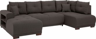 HOME AFFAIRE Wohnlandschaft »Viborg U-Form« mit Regal in der Armlehne, wahlweise mit Bettfunktion