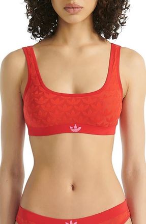 adidas Originals Microterrot Monogram Comfort Scoop Bralette in Better Scarlett at Nordstrom, Size Xx-Large