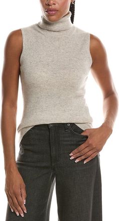 Fort&eacute; Cashmere Basic Sleeveless Turtleneck 100% Cashmere Sweater