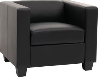 Hhg Hhg - Poltrona Sofa Lounge Moderno Elegante Serie Lille M65 75x86x70cm Pelle Nero