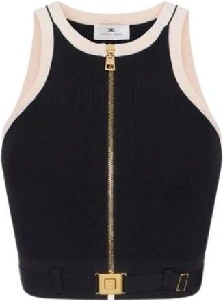 Elisabetta Franchi Dames, Tops, Zwart, Maat: XS Viscose