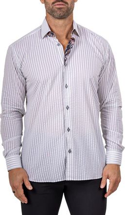 Maceoo Fibonacci Marthy Contemporary Fit Button-Up Shirt in Grey at Nordstrom, Size 5