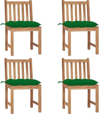 vidaXL Sillas De Jard&iacute;n 4 Unidades Madera Maciza De Teca Con Cojines Vidaxl
