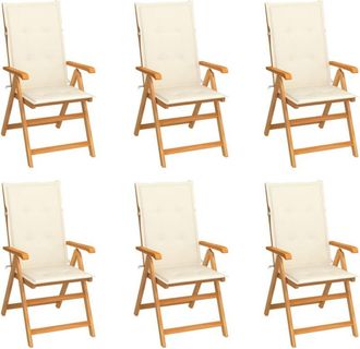 vidaXL Vidaxl - Sillas De Jard&iacute;n 6 Uds Madera Maciza De Teca Cojines Crema