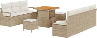 vidaXL Vidaxl - Conjunto De Sof&aacute; De Jard&iacute;n Con Coj&iacute;n 10 Pcs Beige Polirat&aacute;n