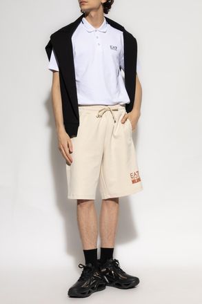 Emporio Armani Shorts With Printed Logo, Mens, Cream