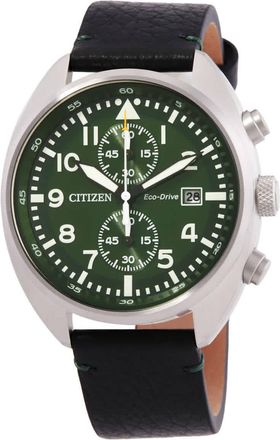 Citizen Chronograph Eco-Drive Green Dial Mens Watch CA7041-07X