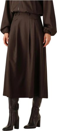 Co'Couture Bruine Maxi Rok Luna Zak Plooi - Dames - Midirokken - Bruin - XS - Polyester - Rokken
