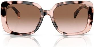 Ralph Lauren 55mm Gradient Rectangular Sunglasses in Shiny Pink Havana/brown at Nordstrom