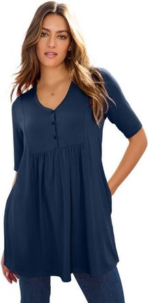 Roaman's Plus Size Henley Swing Tunic in Navy at Nordstrom, Size 36