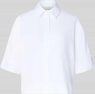 Milano Milano Italy Boxy Fit Bluse mit verdeckter Knopfleiste in Weiss, Gr&ouml;&szlig;e 42