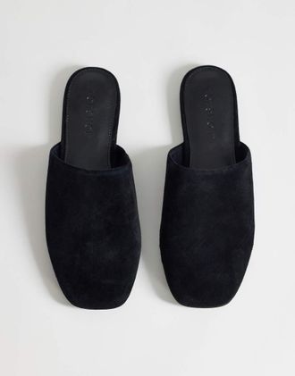Topshop Lillie - Scarpe basse nere scamosciate con punta arrotondata-Nero