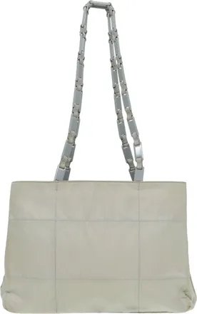 Prada Grey Canvas Shoulder Bag (Pre-Owned)