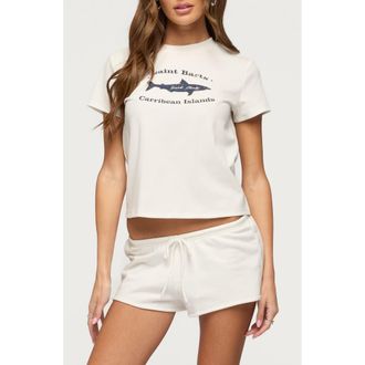 Edikted Surf Club Stretch Cotton T-Shirt in White at Nordstrom, Size X-Large